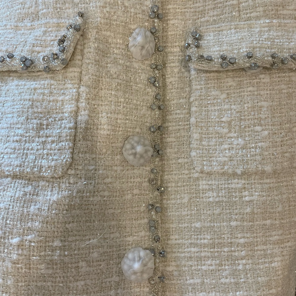 2022 spring Self-Portrait Cream Boucle Mini Dress - Picture 11 of 14